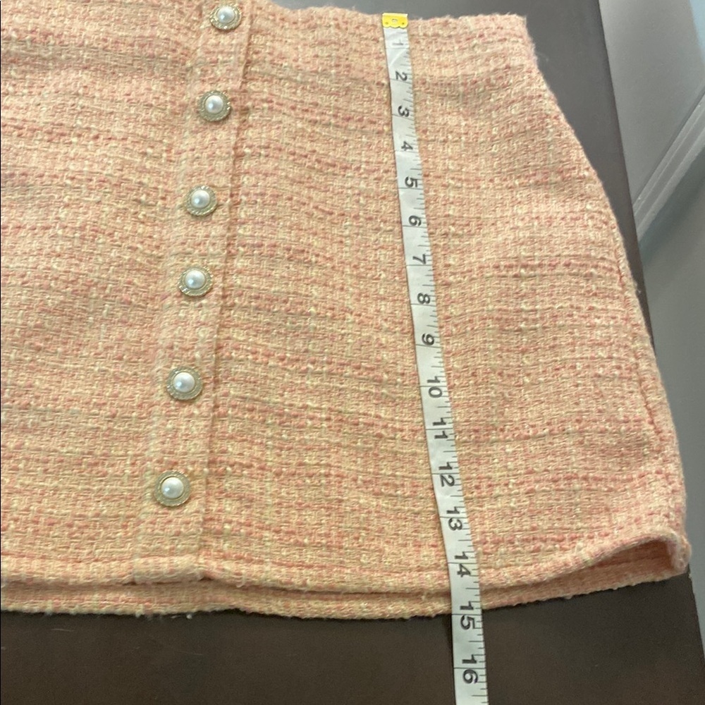 ELODIE Chic Pink Tweed Skirt Button down - Picture 5 of 8
